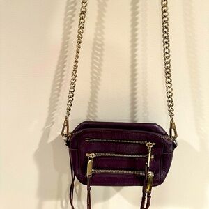 Rebecca Minkoff Purple Camera Bag gold zippers